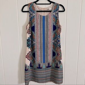 Multicolor Paisley Printed Sleeveless Shift Dress